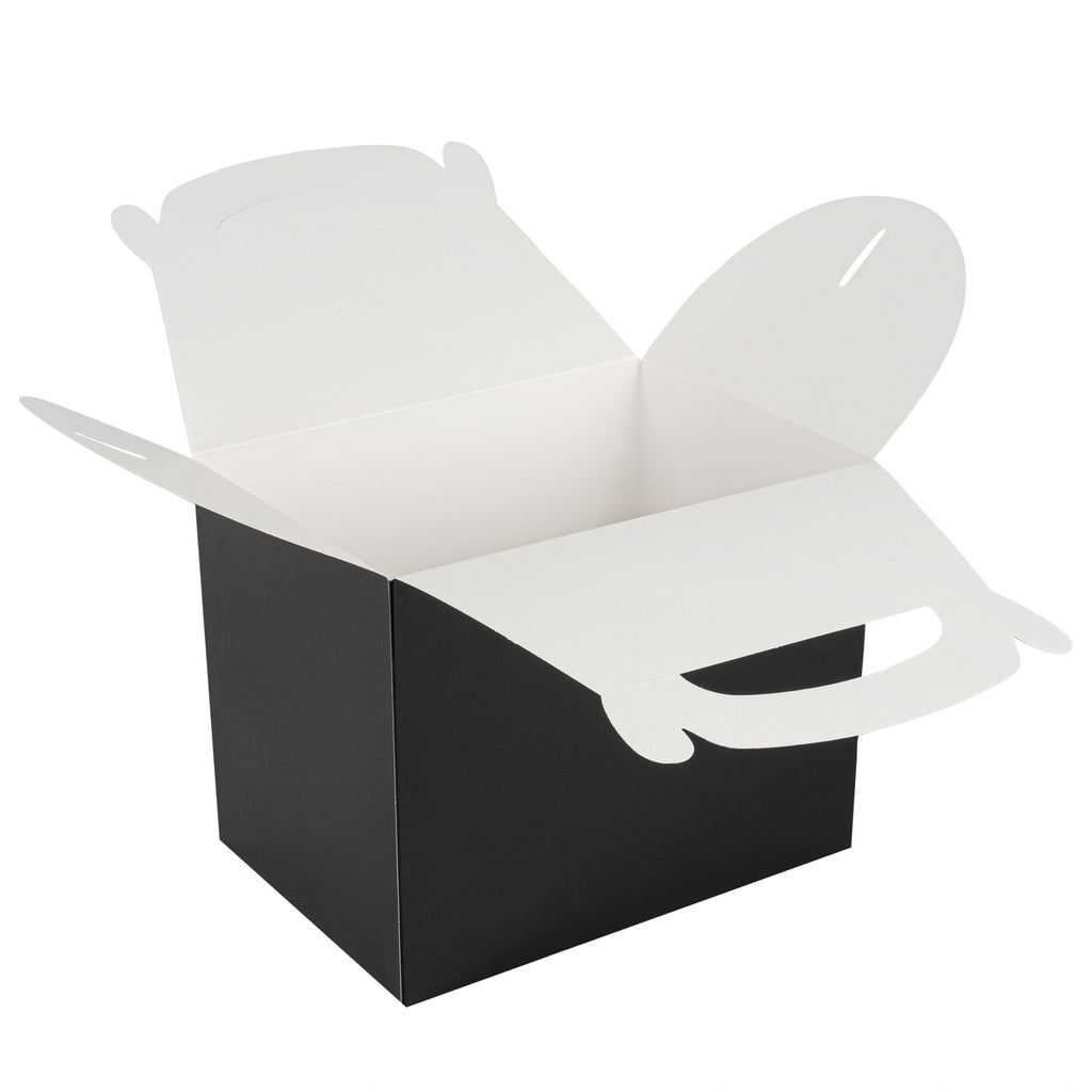 Bio Tek Black Paper Gable Box / Take Out Container - Greaseproof - 10" x 7" x 8" - 100 count box
