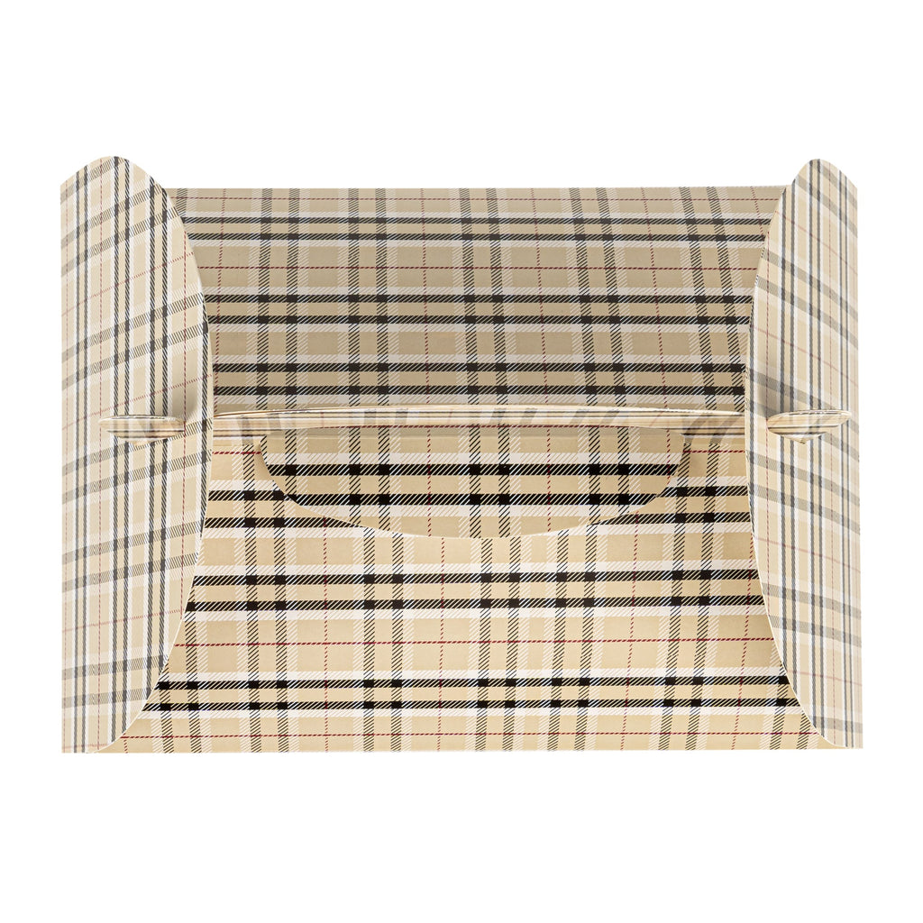 Bio Tek Plaid Paper Gable Box / Take Out Container - Compostable - 10" x 7" x 8" - 25 count box