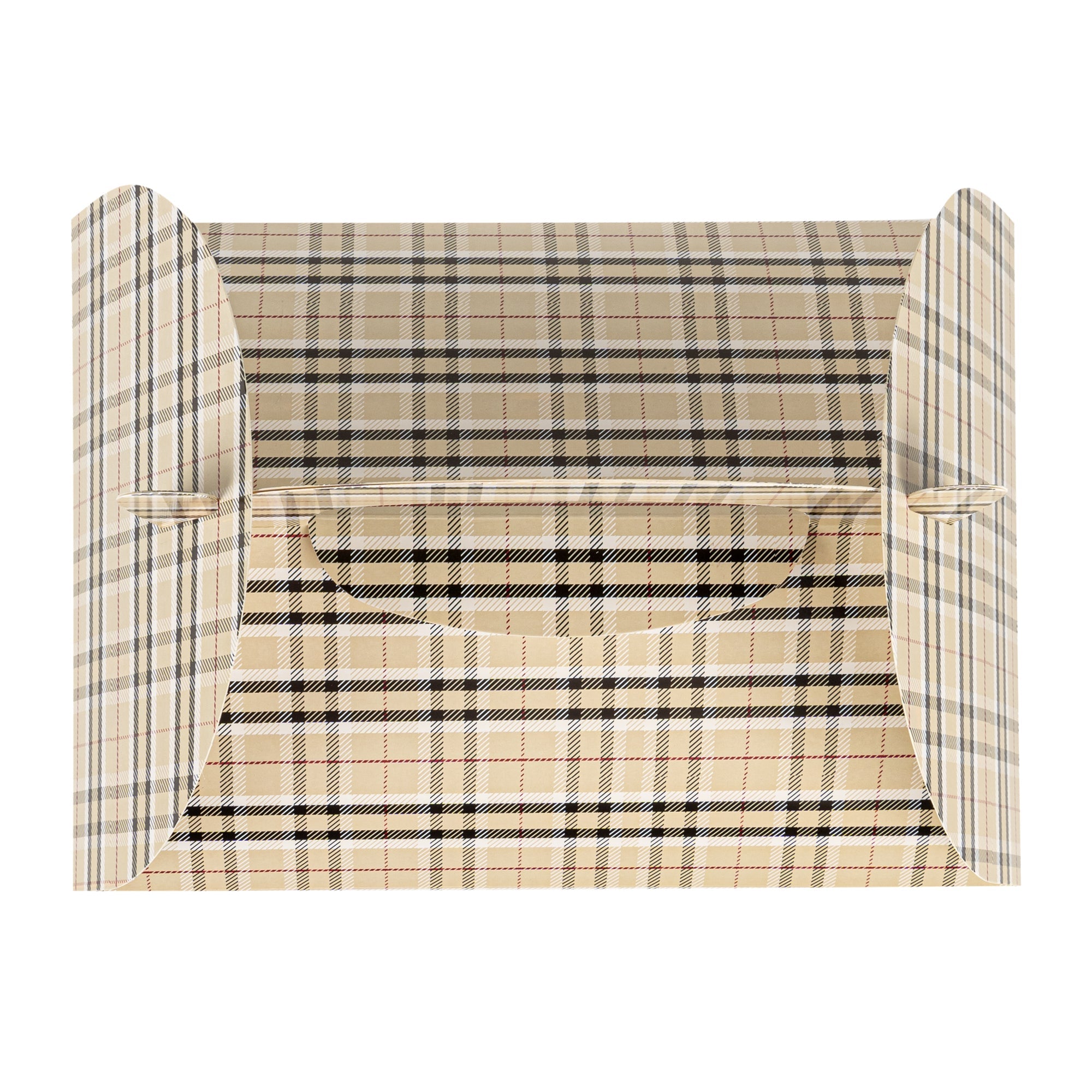 Bio Tek Plaid Paper Gable Box / Take Out Container - Compostable - 10" x 7" x 8" - 100 count box