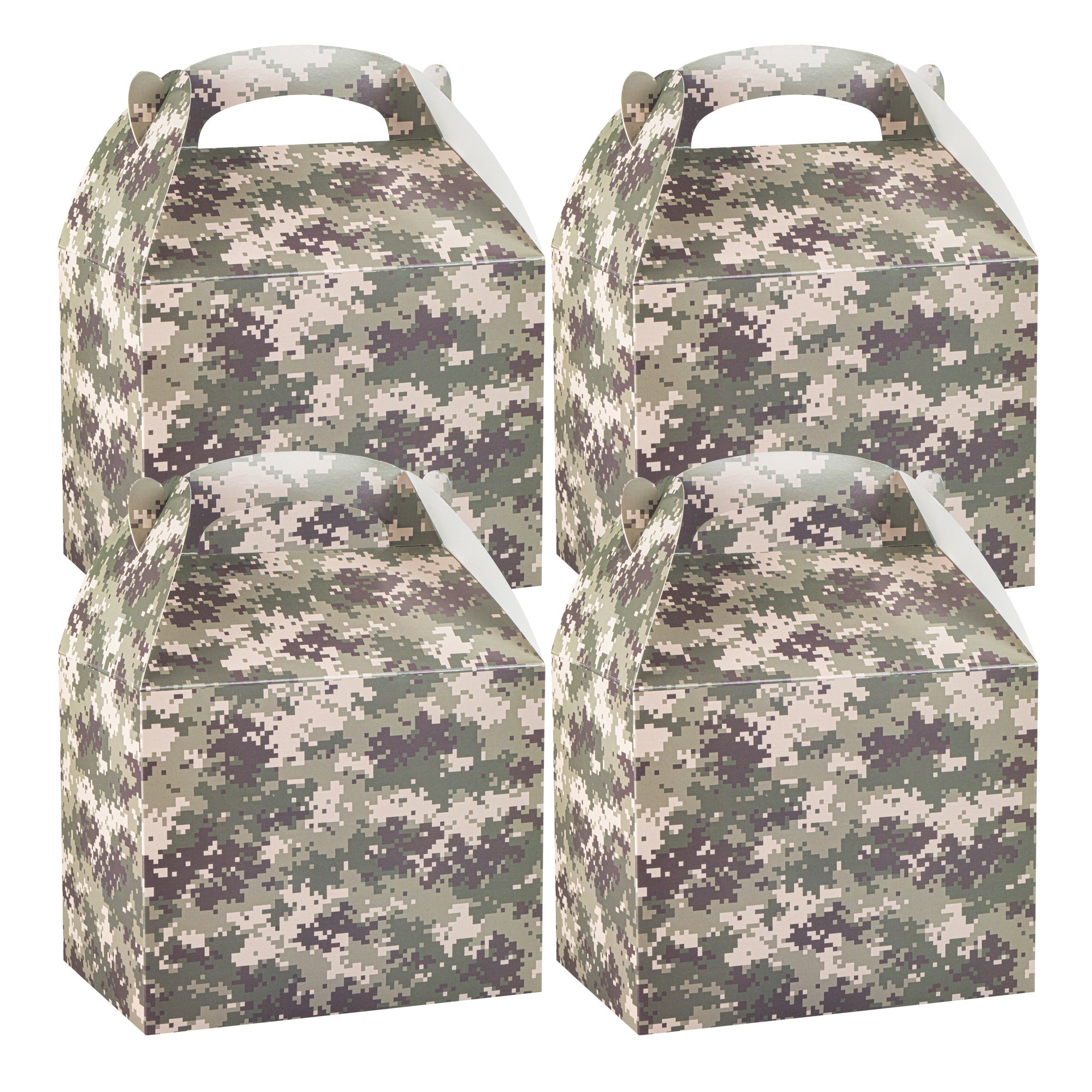 Bio Tek Camouflage Paper Gable Box / Take Out Container - Compostable - 10" x 7" x 8" - 100 count box