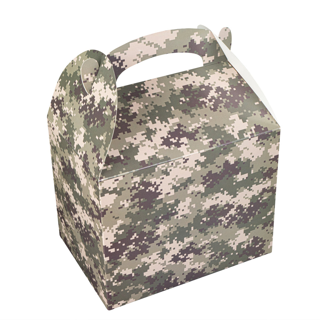 Bio Tek Camouflage Paper Gable Box / Take Out Container - Compostable - 10" x 7" x 8" - 25 count box