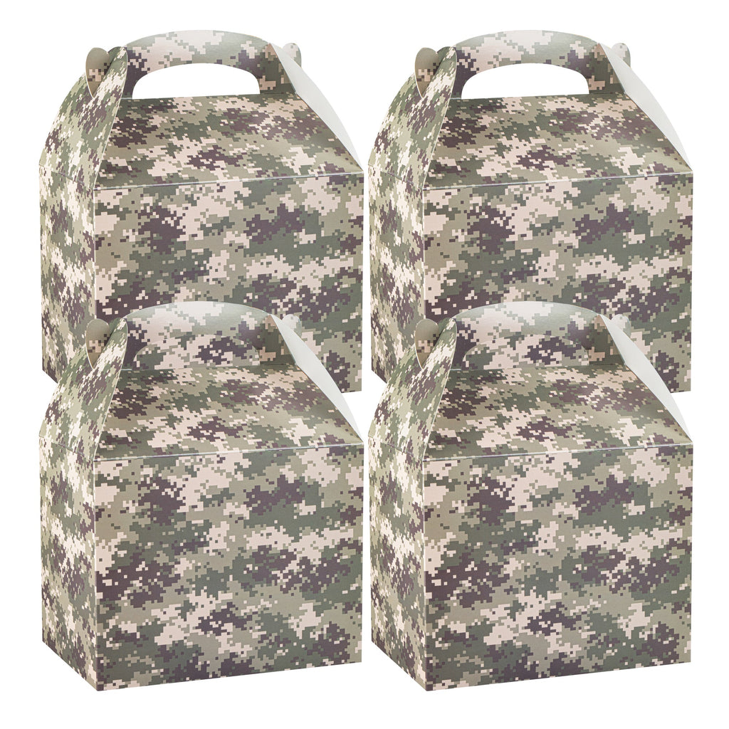 Bio Tek Camouflage Paper Gable Box / Take Out Container - Compostable - 10" x 7" x 8" - 25 count box