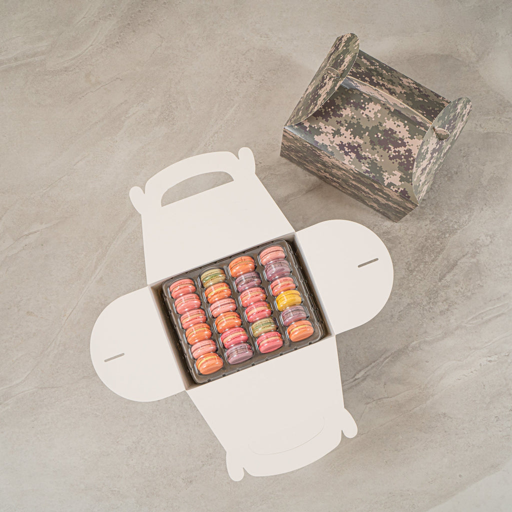 Bio Tek Camouflage Paper Gable Box / Take Out Container - Compostable - 10" x 7" x 8" - 100 count box