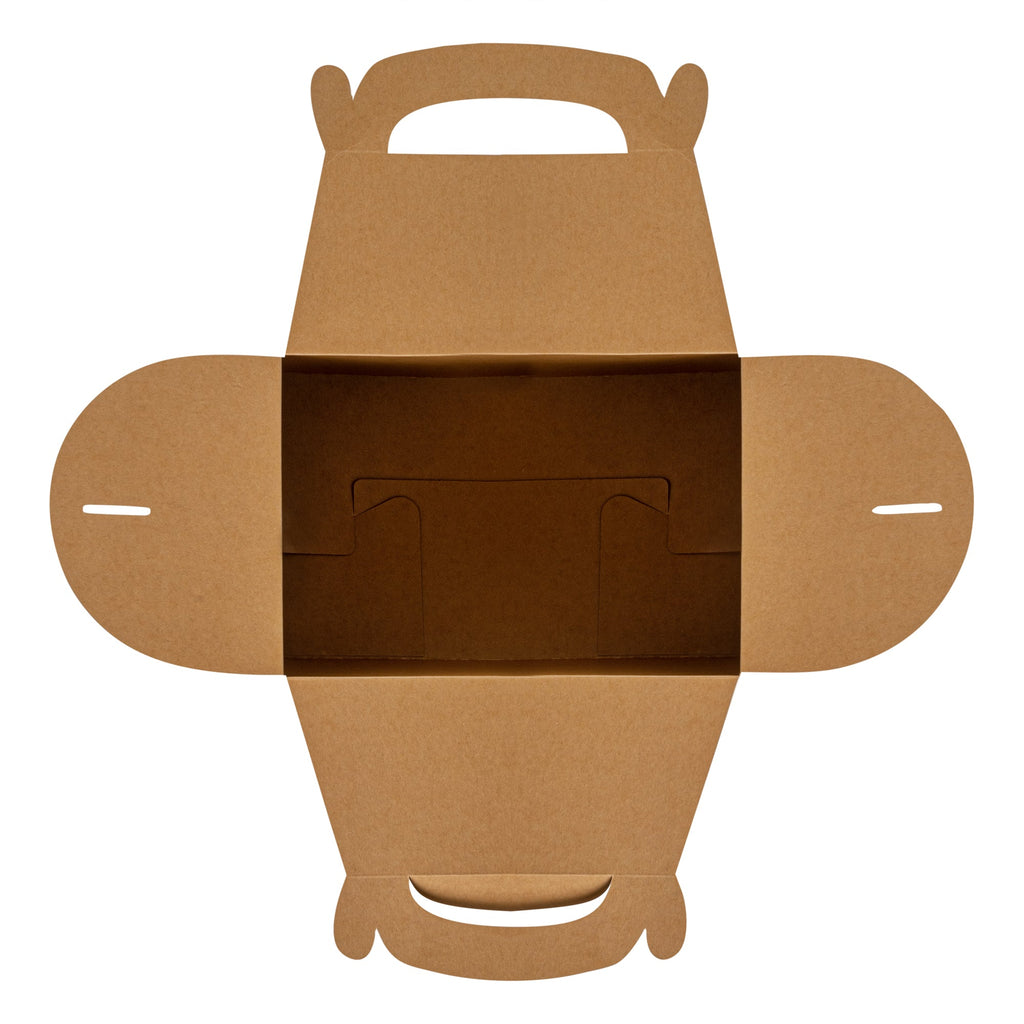 Bio Tek Kraft Paper Gable Box / Take Out Container - Greaseproof - 10" x 7" x 8" - 25 count box