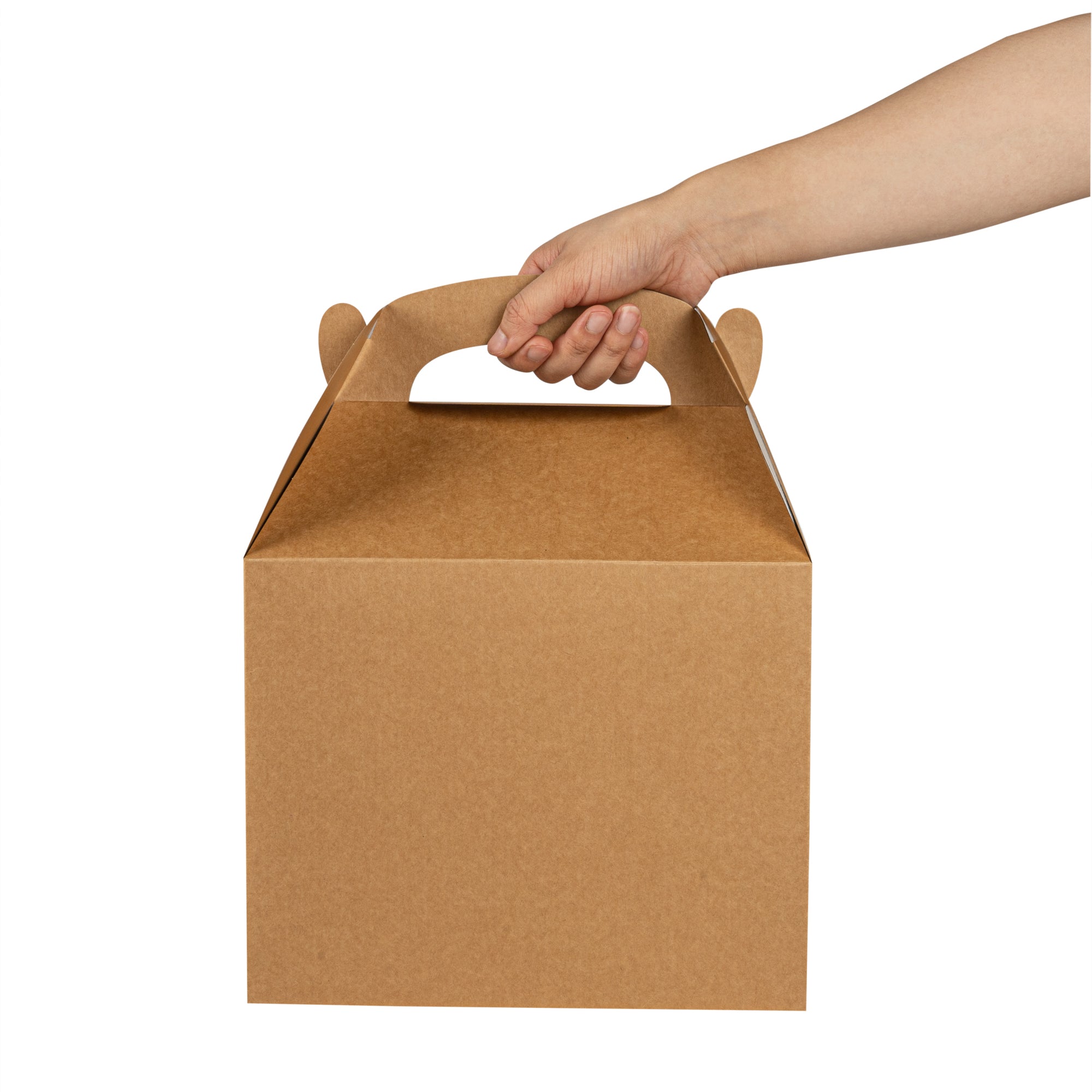 Bio Tek Kraft Paper Gable Box / Take Out Container - Greaseproof - 10" x 7" x 8" - 100 count box