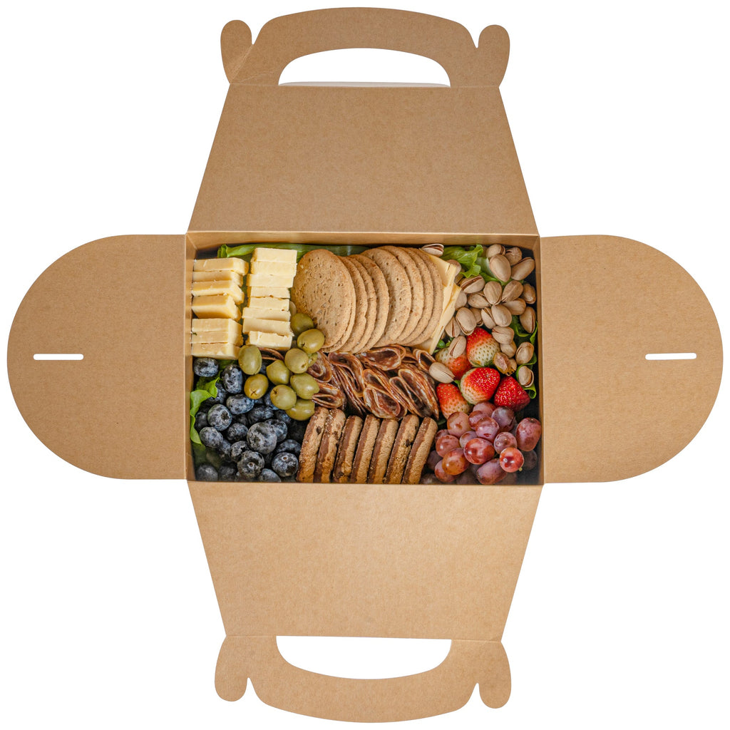 Bio Tek Kraft Paper Gable Box / Take Out Container - Greaseproof - 10" x 7" x 8" - 100 count box