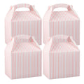 Bio Tek Pink and White Stripe Paper Gable Box / Take Out Container - Compostable - 10" x 7" x 8" - 25 count box