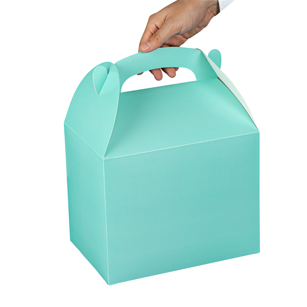 Bio Tek Turquoise Paper Gable Box / Take Out Container - Compostable - 10" x 7" x 8" - 25 count box
