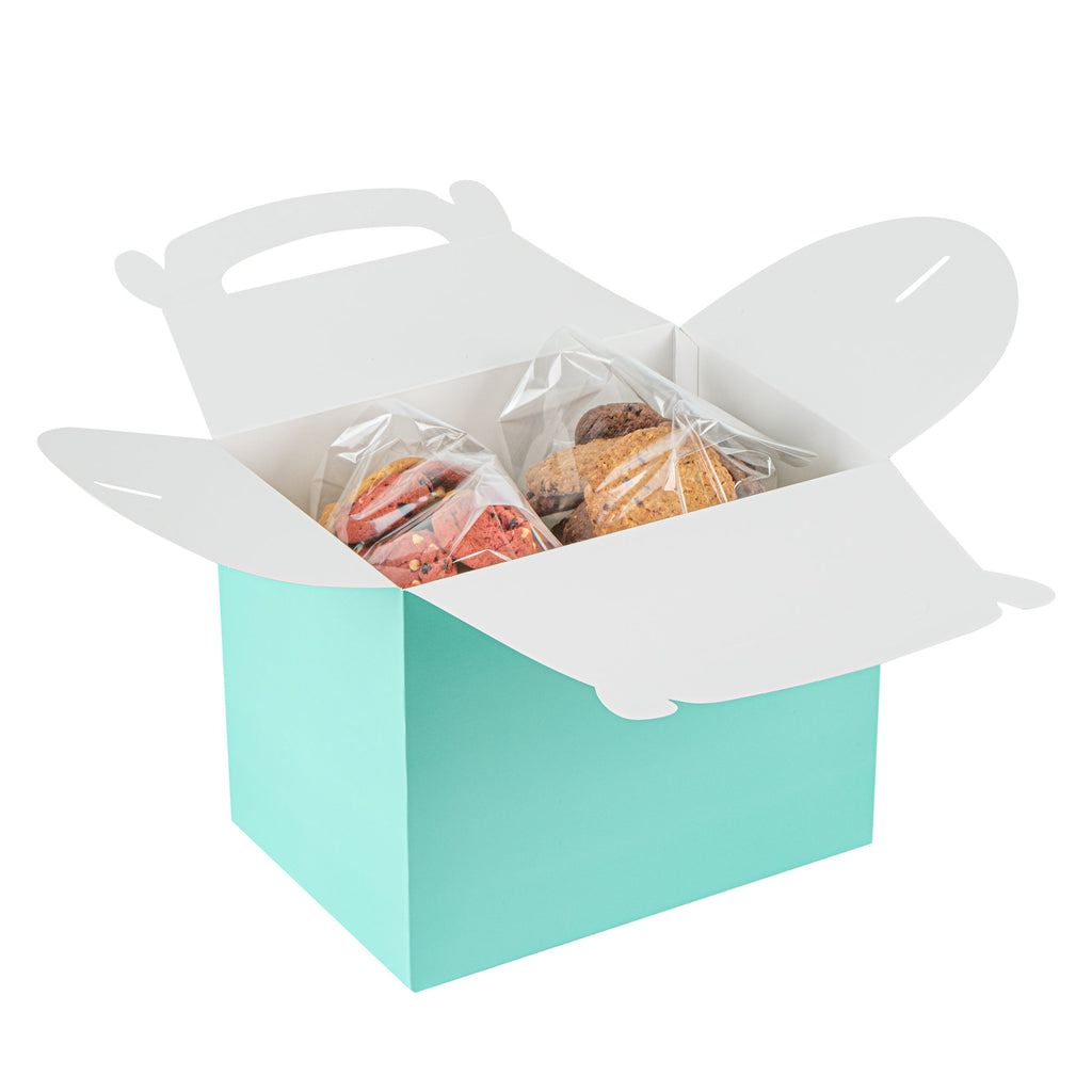 Bio Tek Turquoise Paper Gable Box / Take Out Container - Compostable - 10" x 7" x 8" - 25 count box