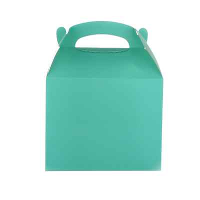 Bio Tek Turquoise Paper Gable Box / Take Out Container - Compostable - 10" x 7" x 8" - 25 count box
