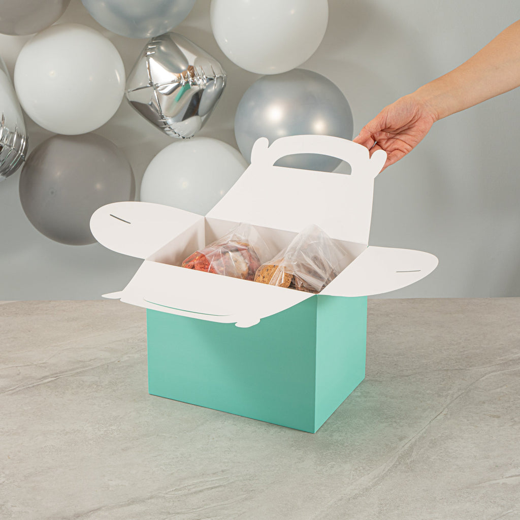 Bio Tek Turquoise Paper Gable Box / Take Out Container - Compostable - 10" x 7" x 8" - 25 count box