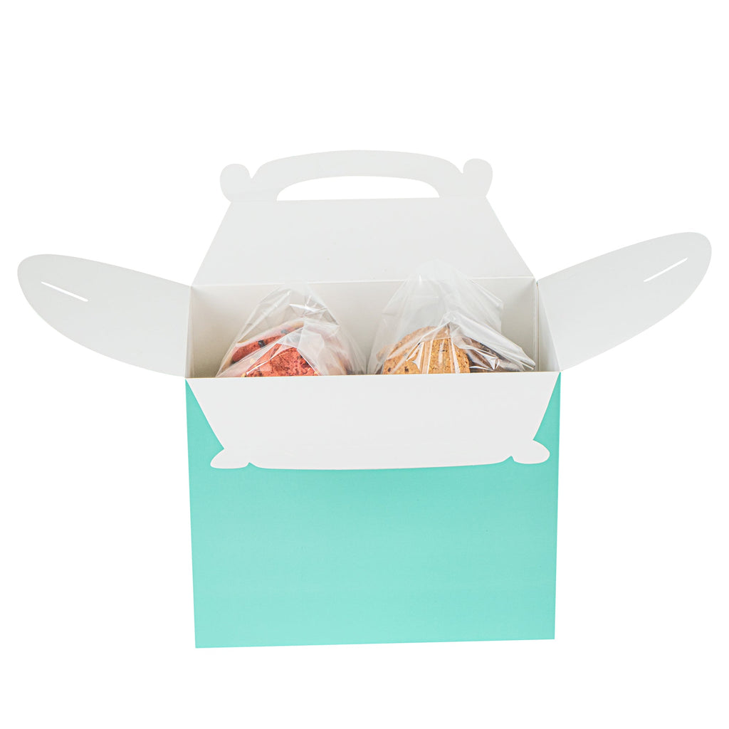 Bio Tek Turquoise Paper Gable Box / Take Out Container - Compostable - 10" x 7" x 8" - 100 count box