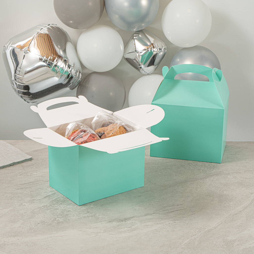 Bio Tek Turquoise Paper Gable Box / Take Out Container - Compostable - 10" x 7" x 8" - 100 count box