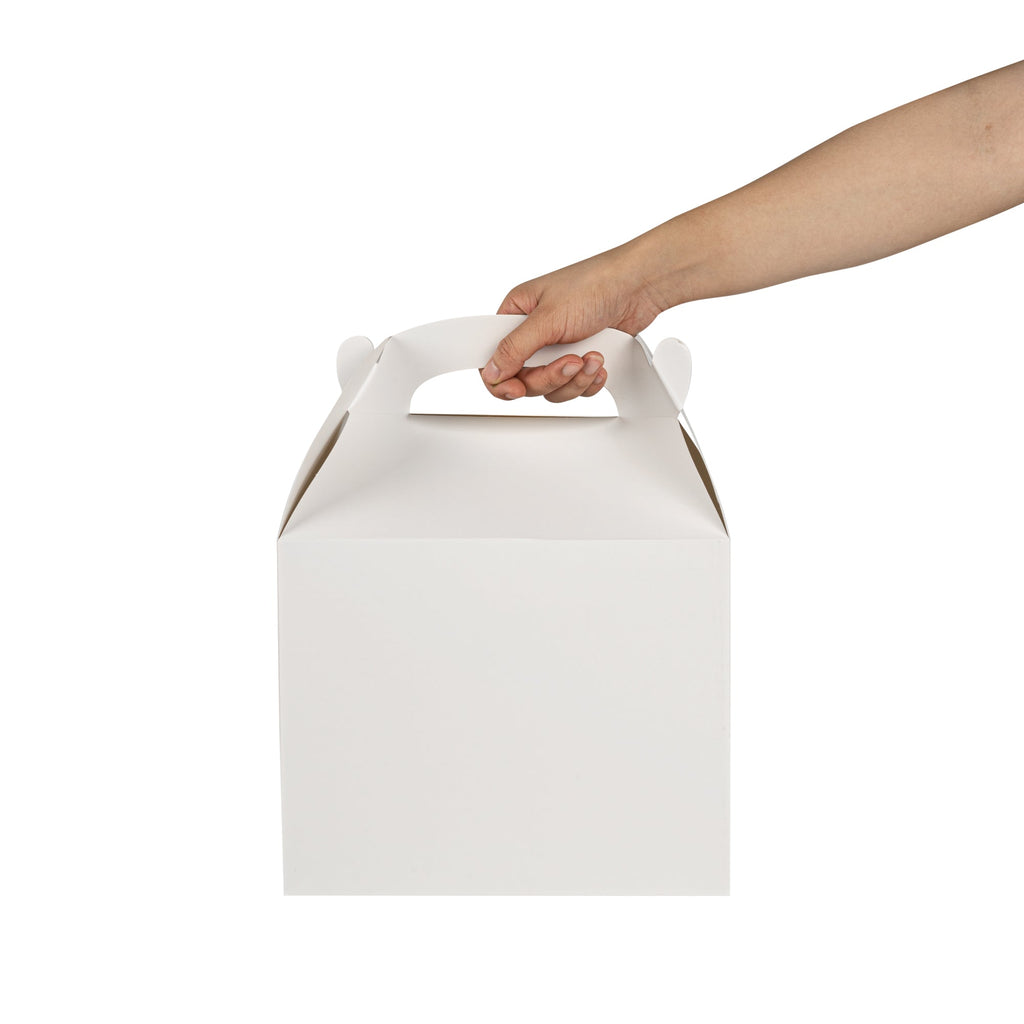 Bio Tek White Paper Gable Box / Take Out Container - Greaseproof - 10" x 7" x 8" - 100 count box