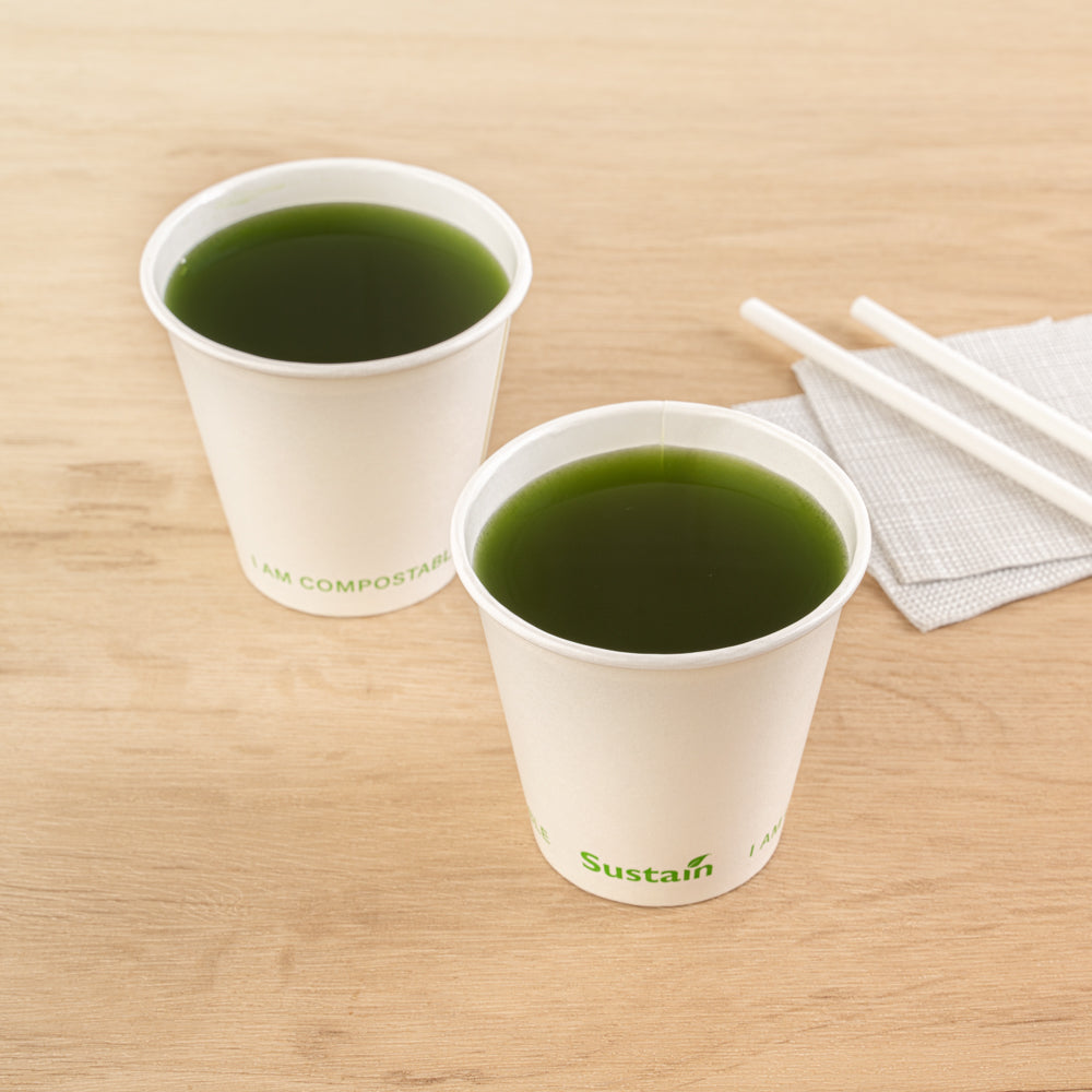 Sustain 9 oz White Paper Cold Cup - PLA Lining, Compostable - 3 1/2" x 3 1/2" x 3 1/4" - 50 count box