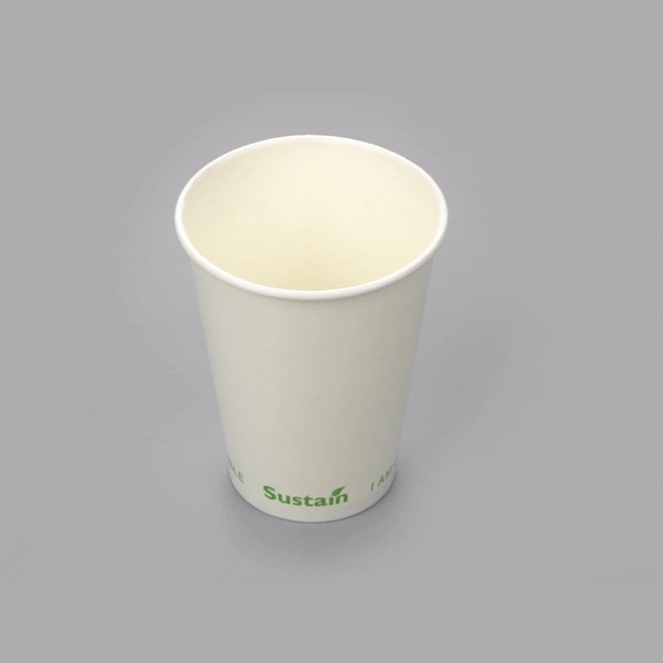 Sustain 12 oz White Paper Cold Cup - PLA Lining, Compostable - 3 1/2" x 3 1/2" x 4 1/4" - 50 count box