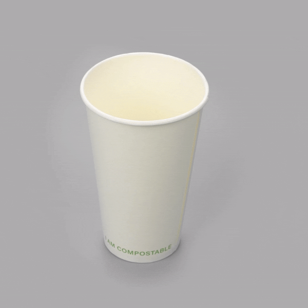 Sustain 16 oz White Paper Cold Cup - PLA Lining, Compostable - 3 1/2" x 3 1/2" x 5 1/2" - 50 count box