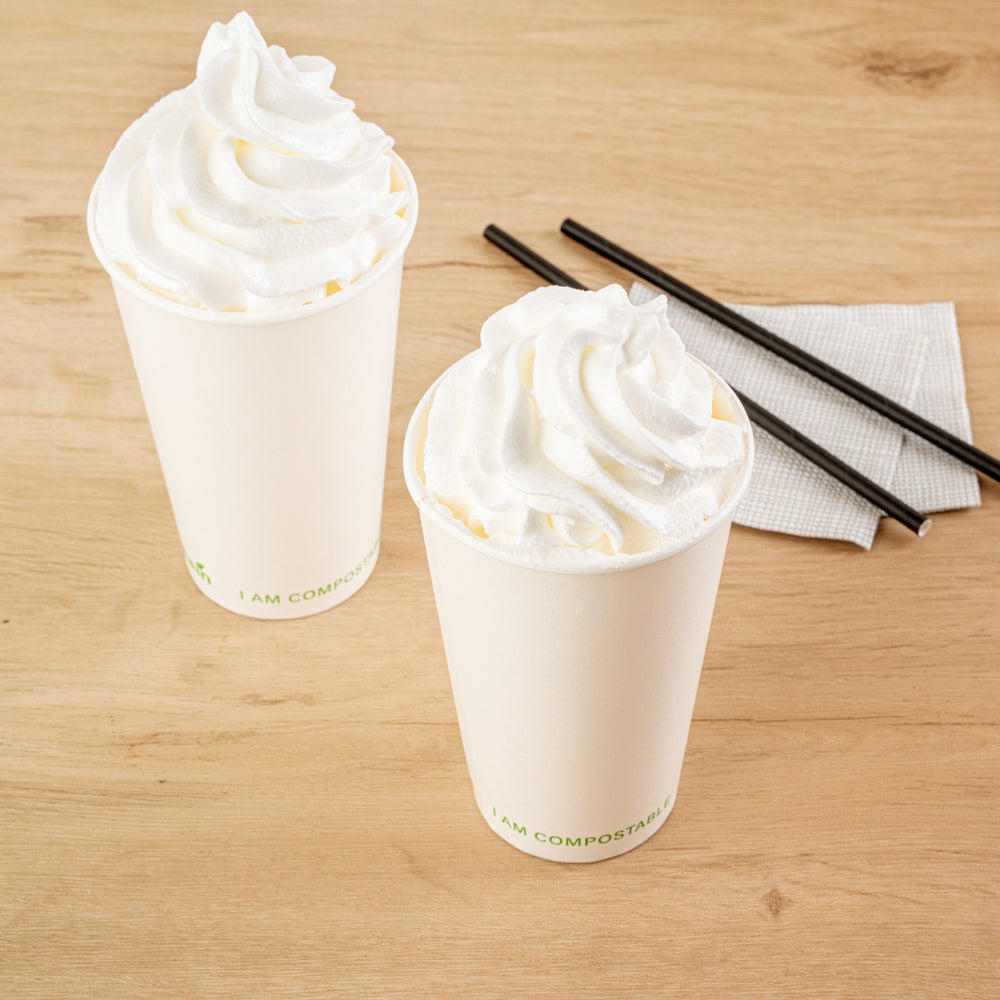 Sustain 16 oz White Paper Cold Cup - PLA Lining, Compostable - 3 1/2" x 3 1/2" x 5 1/2" - 50 count box