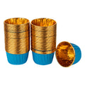 Panificio 3.5 oz Round Blue Foil Paper Baking Cup - Lids Available - 2 3/4" x 2 3/4" x 1 1/2" - 50 count box