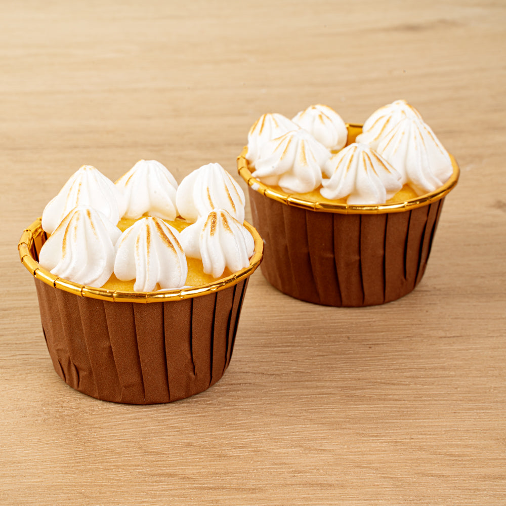 Panificio 3.5 oz Round Brown Foil Paper Baking Cup - Lids Available - 2 3/4" x 2 3/4" x 1 1/2" - 500 count box
