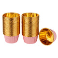 Panificio 3.5 oz Round Pink Foil Paper Baking Cup - Lids Available - 2 3/4" x 2 3/4" x 1 1/2" - 50 count box