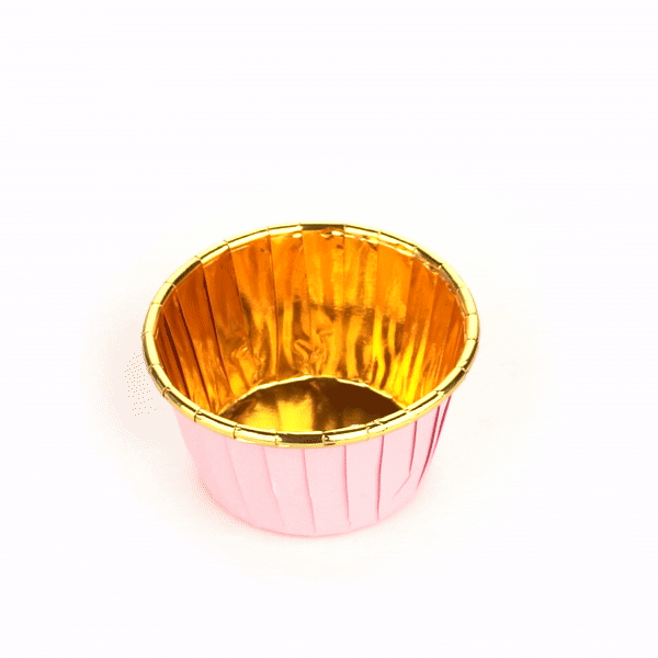Panificio 3.5 oz Round Pink Foil Paper Baking Cup - Lids Available - 2 3/4" x 2 3/4" x 1 1/2" - 50 count box
