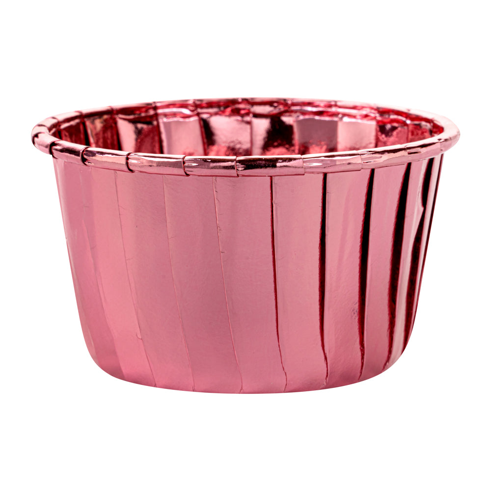 Panificio 3.5 oz Round Rose Gold Foil Paper Baking Cup - Lids Available - 2 3/4" x 2 3/4" x 1 1/2" - 500 count box