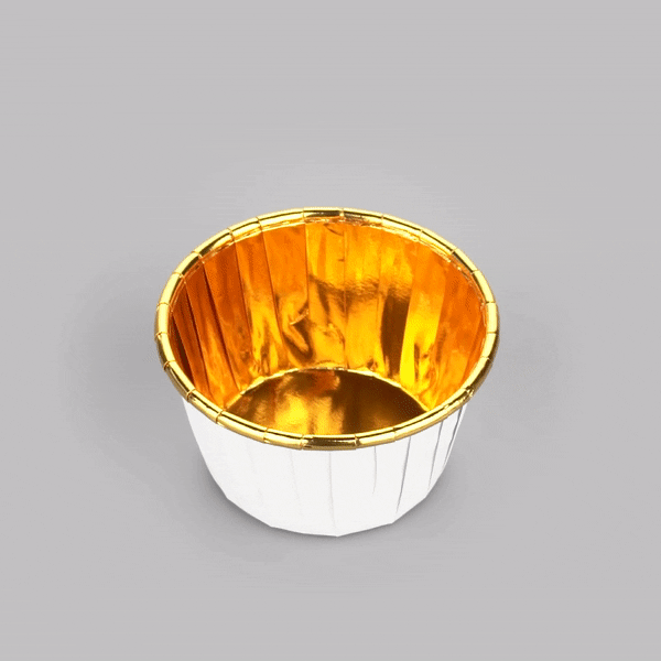 Panificio 3.5 oz Round White Foil Paper Baking Cup - Lids Available - 2 3/4" x 2 3/4" x 1 1/2" - 50 count box