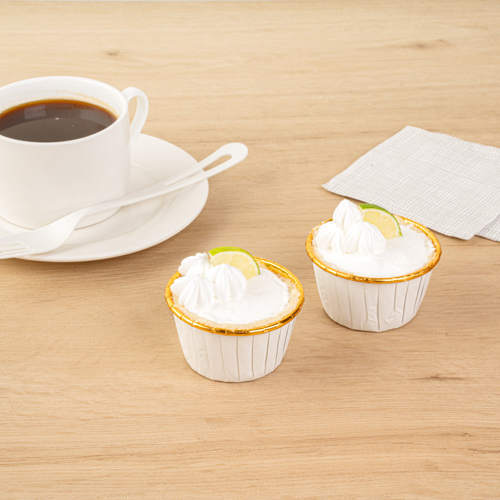 Panificio 3.5 oz Round White Foil Paper Baking Cup - Lids Available - 2 3/4" x 2 3/4" x 1 1/2" - 50 count box