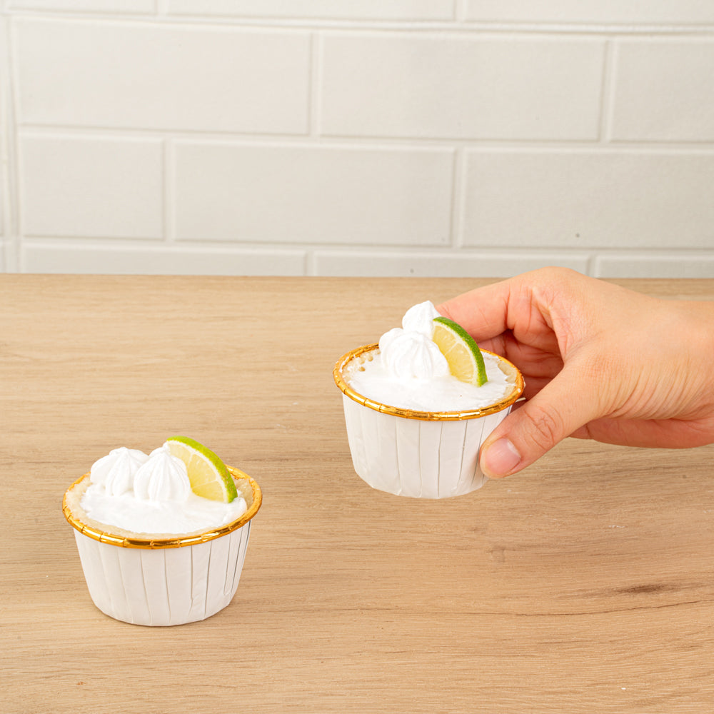 Panificio 3.5 oz Round White Foil Paper Baking Cup - Lids Available - 2 3/4" x 2 3/4" x 1 1/2" - 50 count box