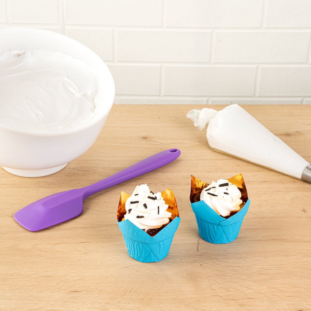 Panificio 3.9 oz Blue Foil Paper Tulip Baking Cup - 3 1/4" x 3 1/4" x 2 3/4" - 50 count box