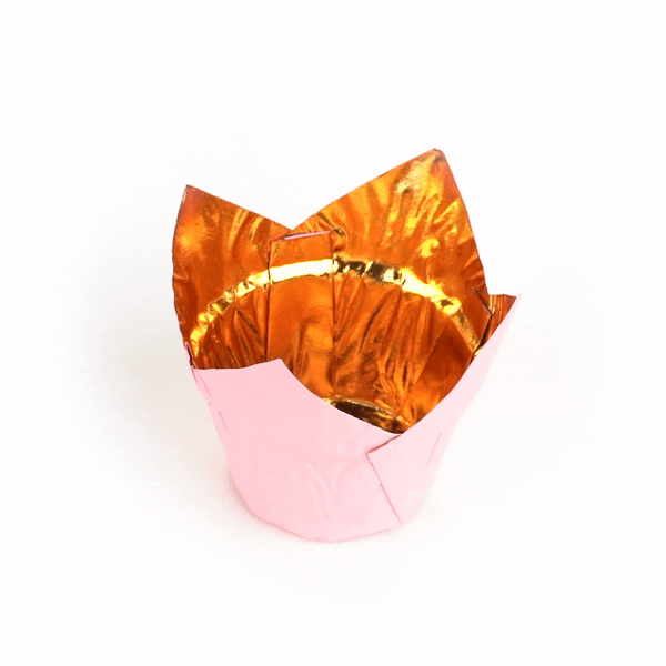 Panificio 3.9 oz Pink Foil Paper Tulip Baking Cup - 3 1/4" x 3 1/4" x 2 3/4" - 500 count box