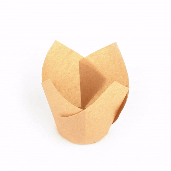 Panificio 3.5 oz Kraft Paper Tulip Baking Cup - Greaseproof - 3 1/4" x 3 1/4" x 3 1/4" - 50 count box