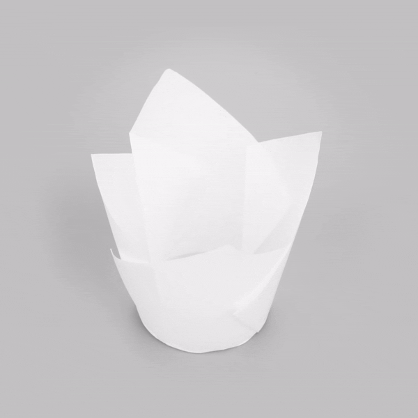 Panificio 3.5 oz Round White Paper Tulip Baking Cup - Greaseproof - 3 1/4" x 3 1/4" x 3 1/4" - 500 count box