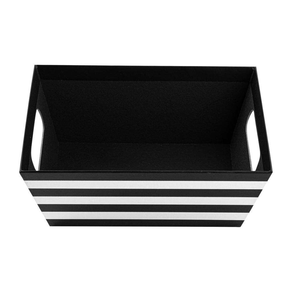 Chef 101 Black and White Stripe Paper Large Gift Box / Market Tray - 9 1/4" x 7 1/4" x 3 1/2" - 10 count box