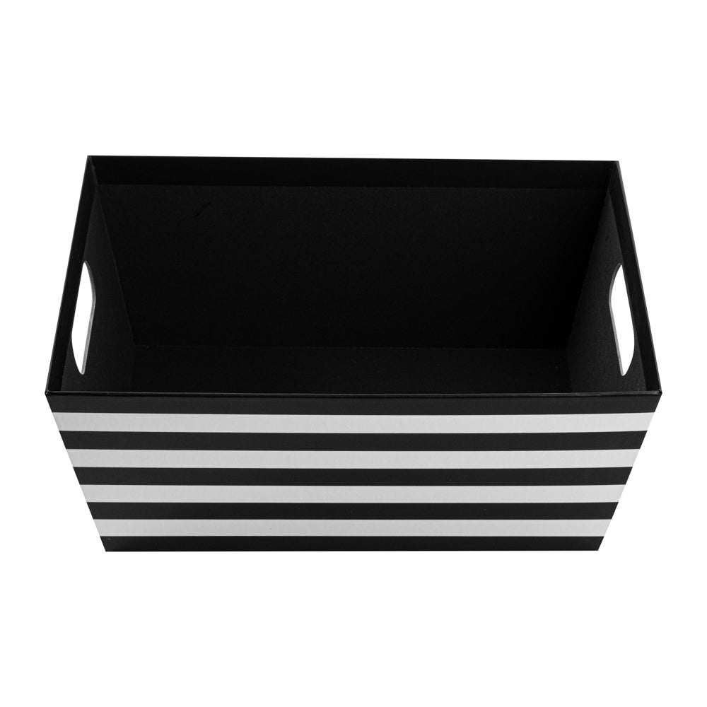 Chef 101 Black and White Stripe Paper Extra Large Gift Box / Market Tray - 12" x 9 1/2" x 4 1/2" - 10 count box