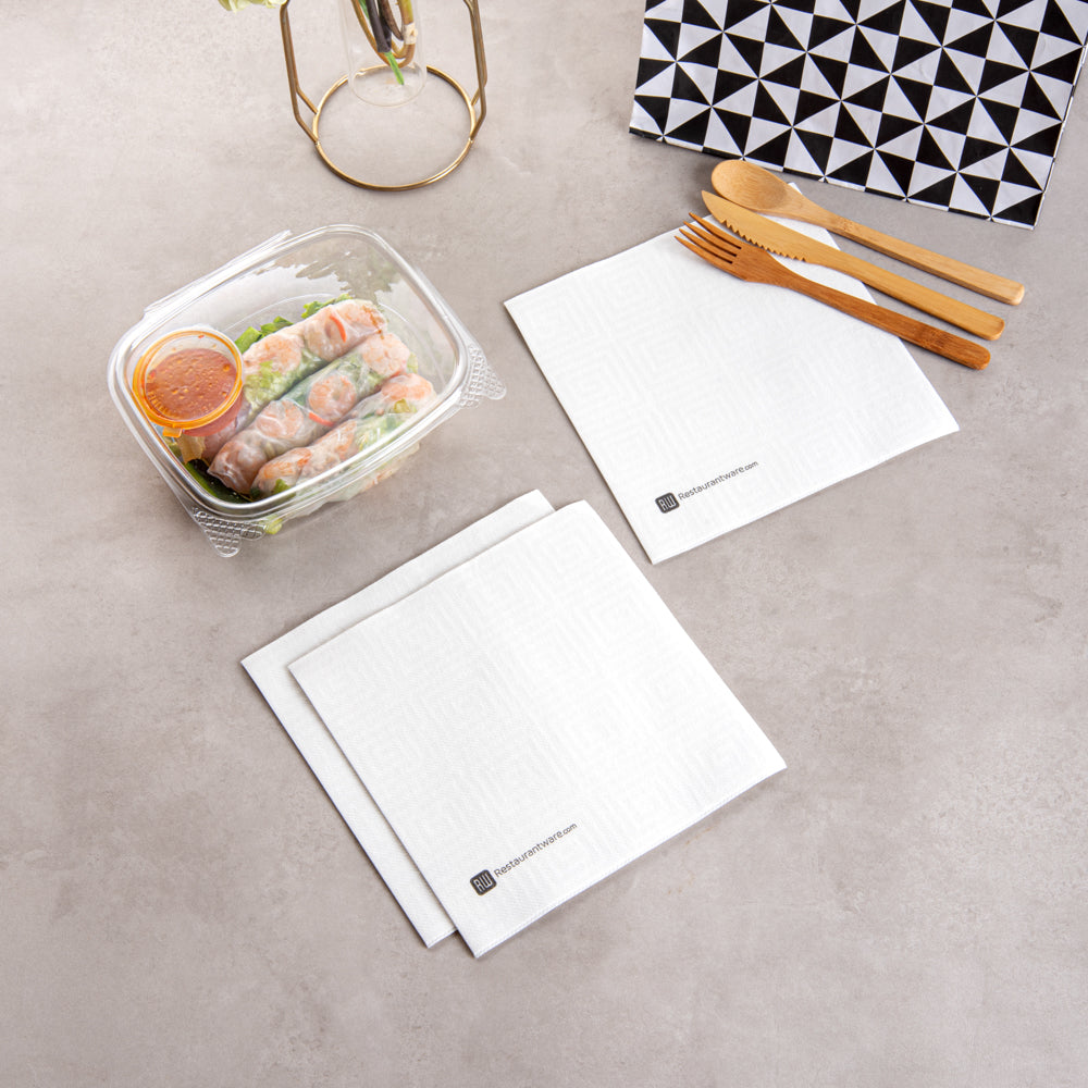Luxenap Square Greco White Paper Napkin - Air Laid - 15 3/4" x 15 3/4" - 50 count box