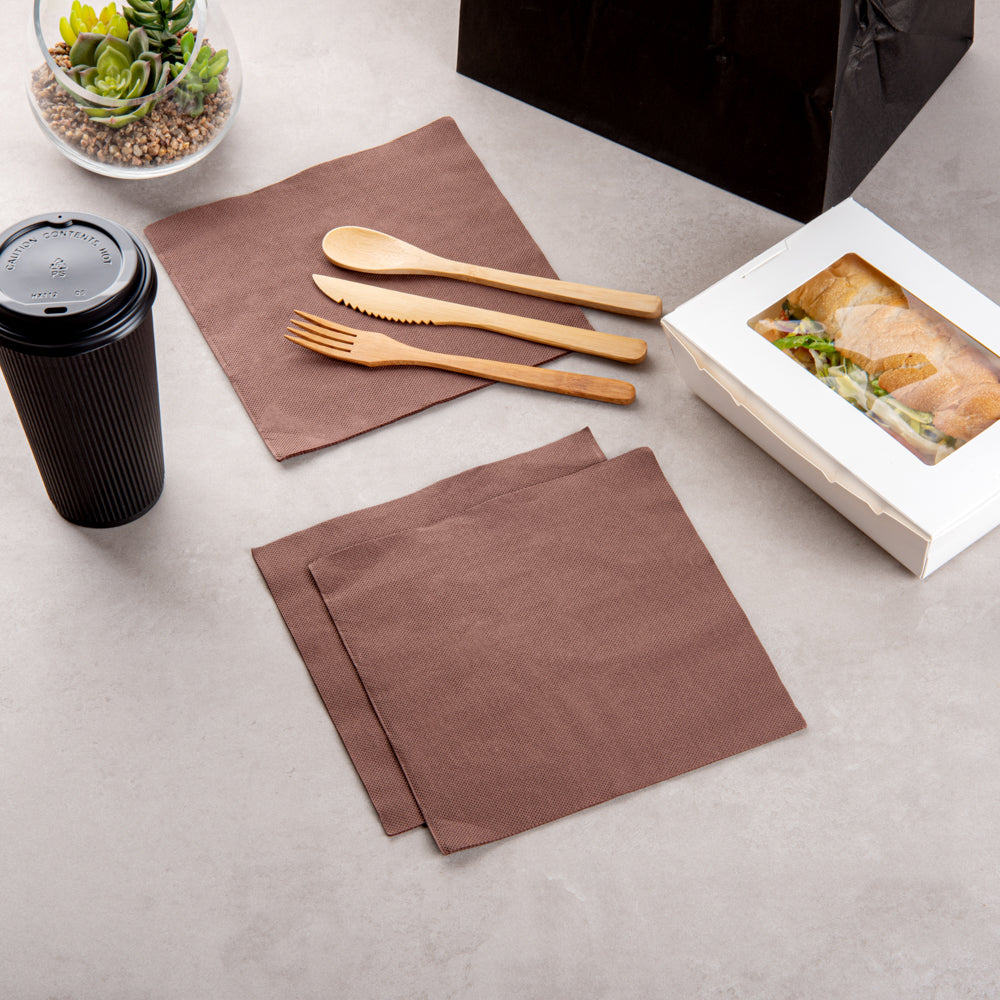 Luxenap Square Brown Paper Napkin - 2-Ply, Micropoint - 15 1/2" x 15 1/4" - 50 count box