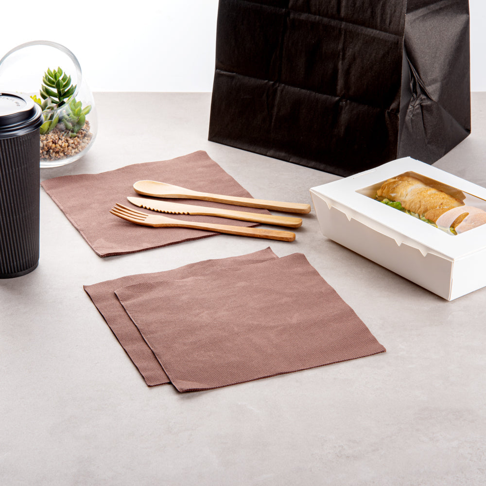 Luxenap Square Brown Paper Napkin - 2-Ply, Micropoint - 15 1/2" x 15 1/4" - 50 count box