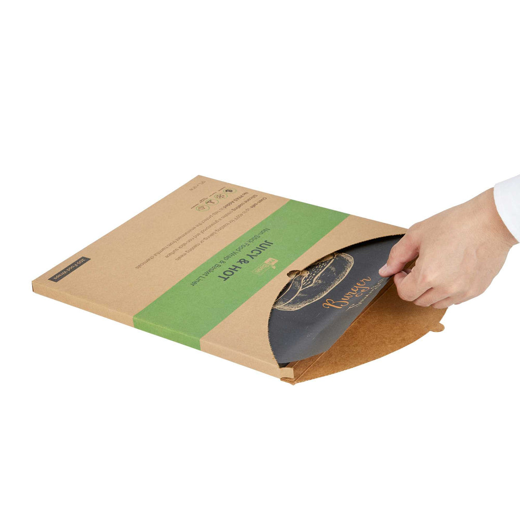 Chef 101 No PFAS Added Kraft Paper Burger Wrap and Fry Basket Liner - Juicy and Hot, Greaseproof, Compostable - 12" x 12" - 2000 count box