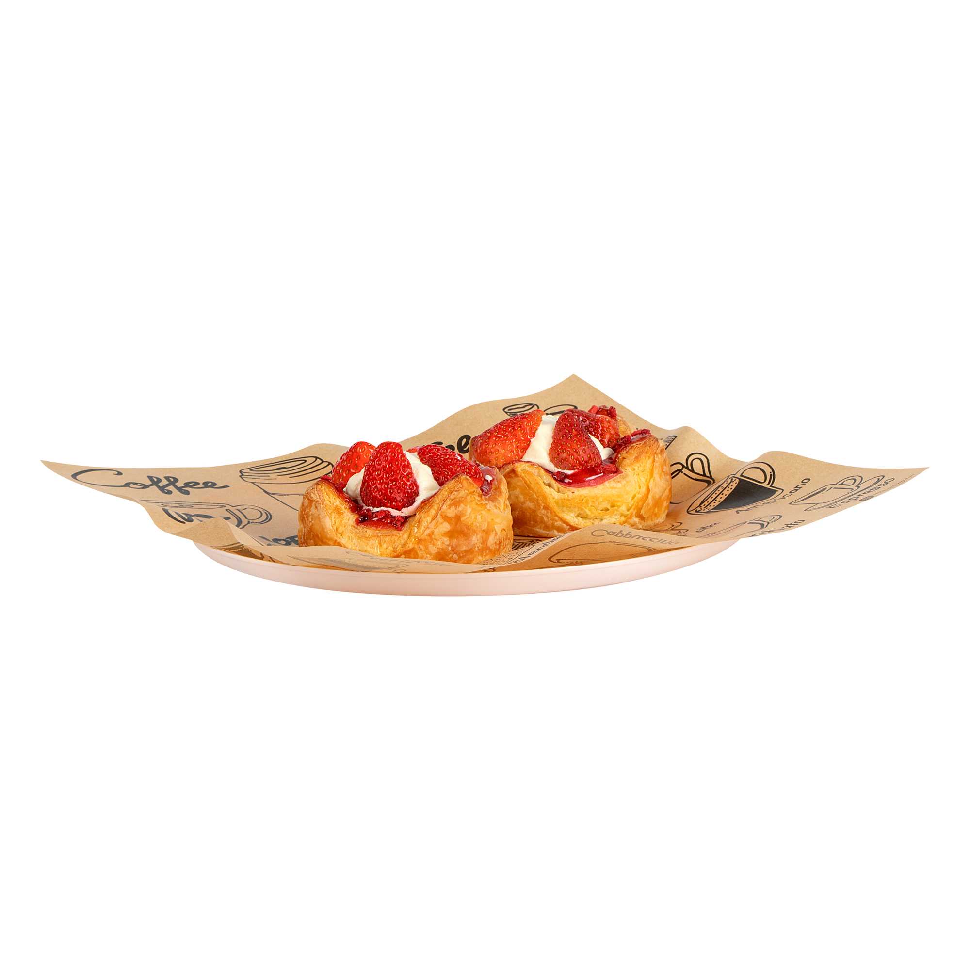 Chef 101 No PFAS Added Kraft Paper Coffee Shop Wrap and Pastry Liner - Cup of Joe, Greaseproof - 12" x 12" - 200 count box