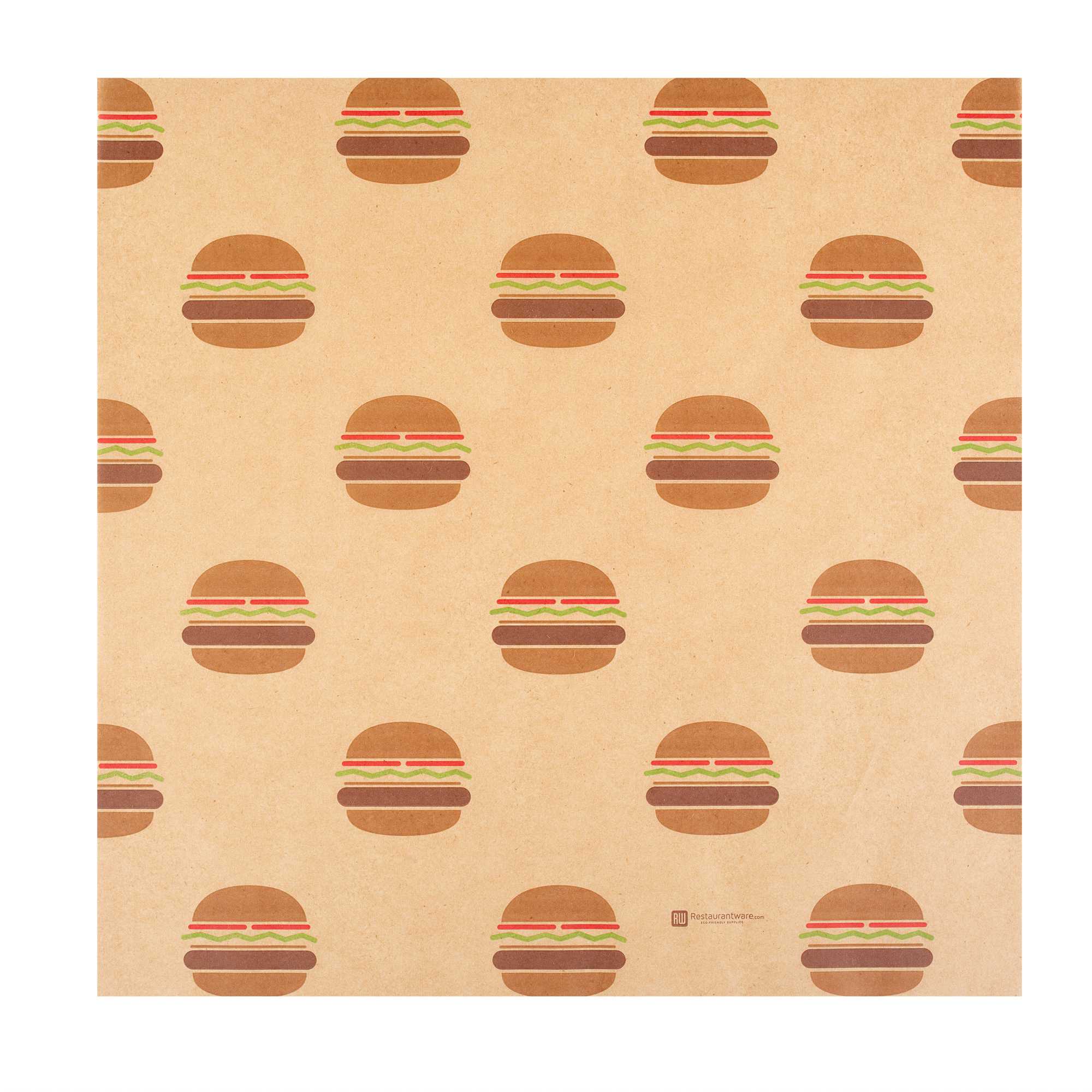 Chef 101 No PFAS Added Kraft Paper Food Wrap and Fry Basket Liner - Mini Burger, Greaseproof - 12" x 12" - 200 count box