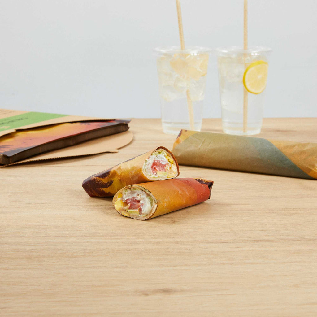 Chef 101 No PFAS Added Kraft Paper Food Wrap and Basket Liner - California Sunshine, Greaseproof, Compostable - 12" x 12" - 2000 count box