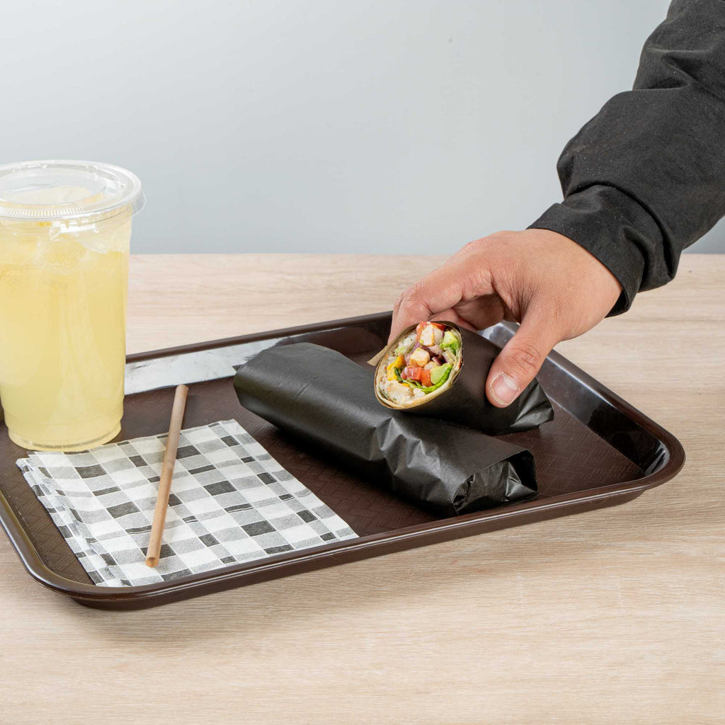 Chef 101 No PFAS Added Black Paper Food Wrap and Basket Liner - Greaseproof, Compostable - 15" x 11" - 200 count box