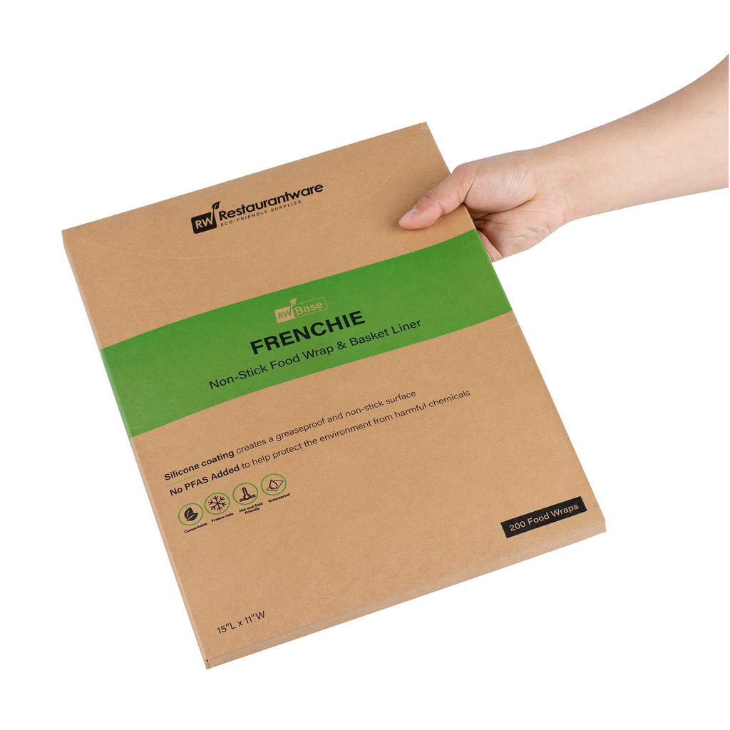 Chef 101 No PFAS Added Frenchie Paper Food Wrap and Basket Liner - Greaseproof, Compostable - 15" x 11" - 200 count box