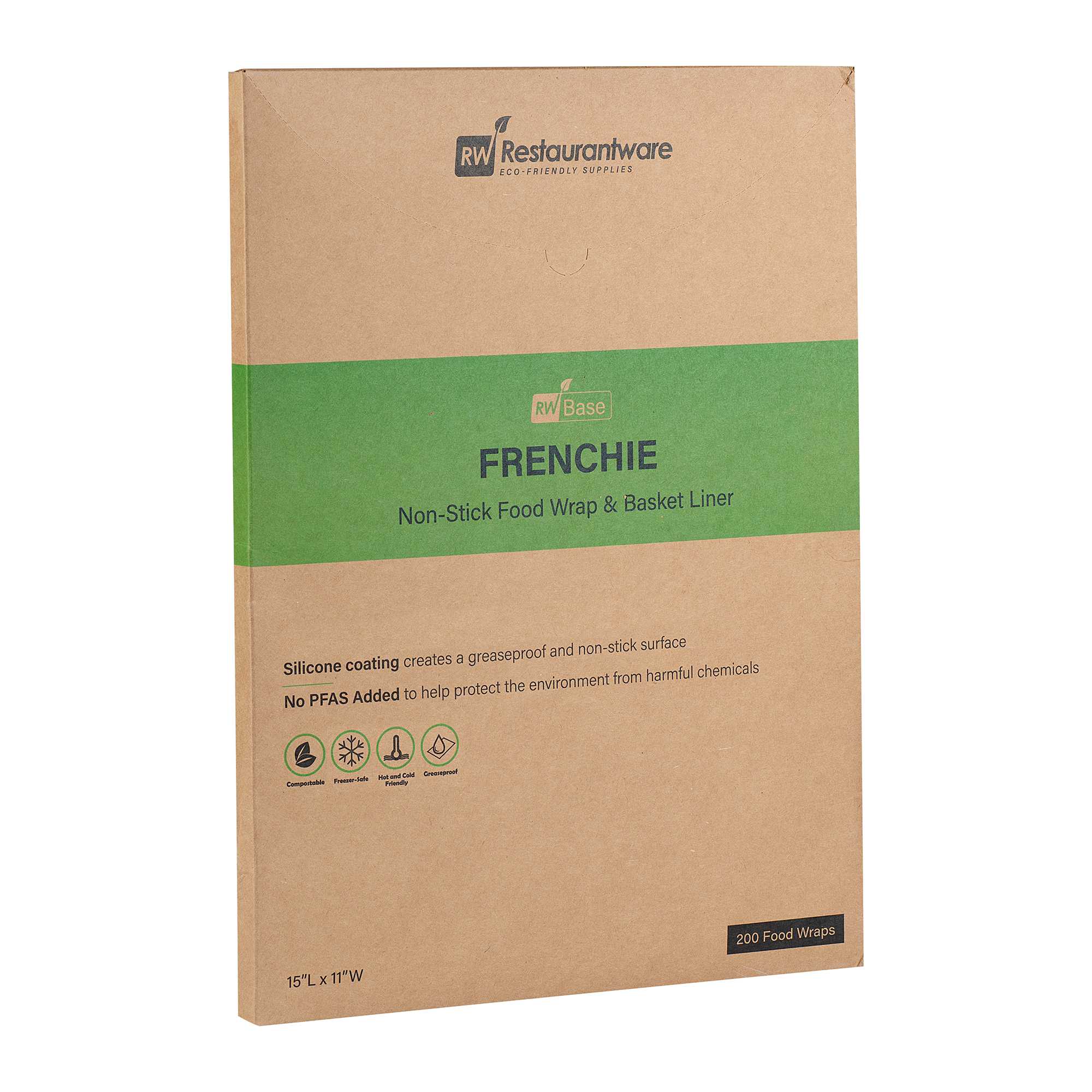 Chef 101 No PFAS Added Frenchie Paper Food Wrap and Basket Liner - Greaseproof, Compostable - 15" x 11" - 2000 count box