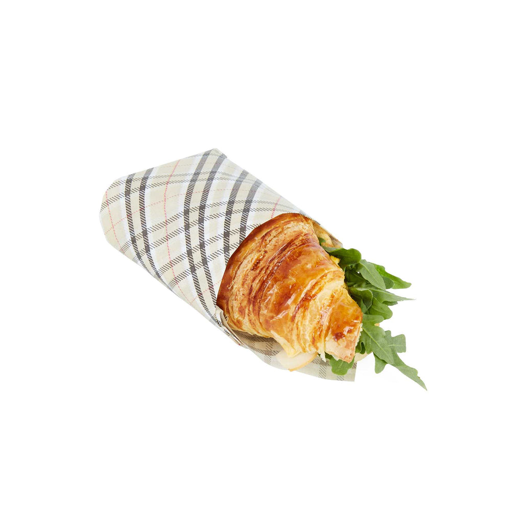 Chef 101 No PFAS Added Plaid Paper Food Wrap and Basket Liner - Greaseproof, Compostable - 15" x 11" - 2000 count box