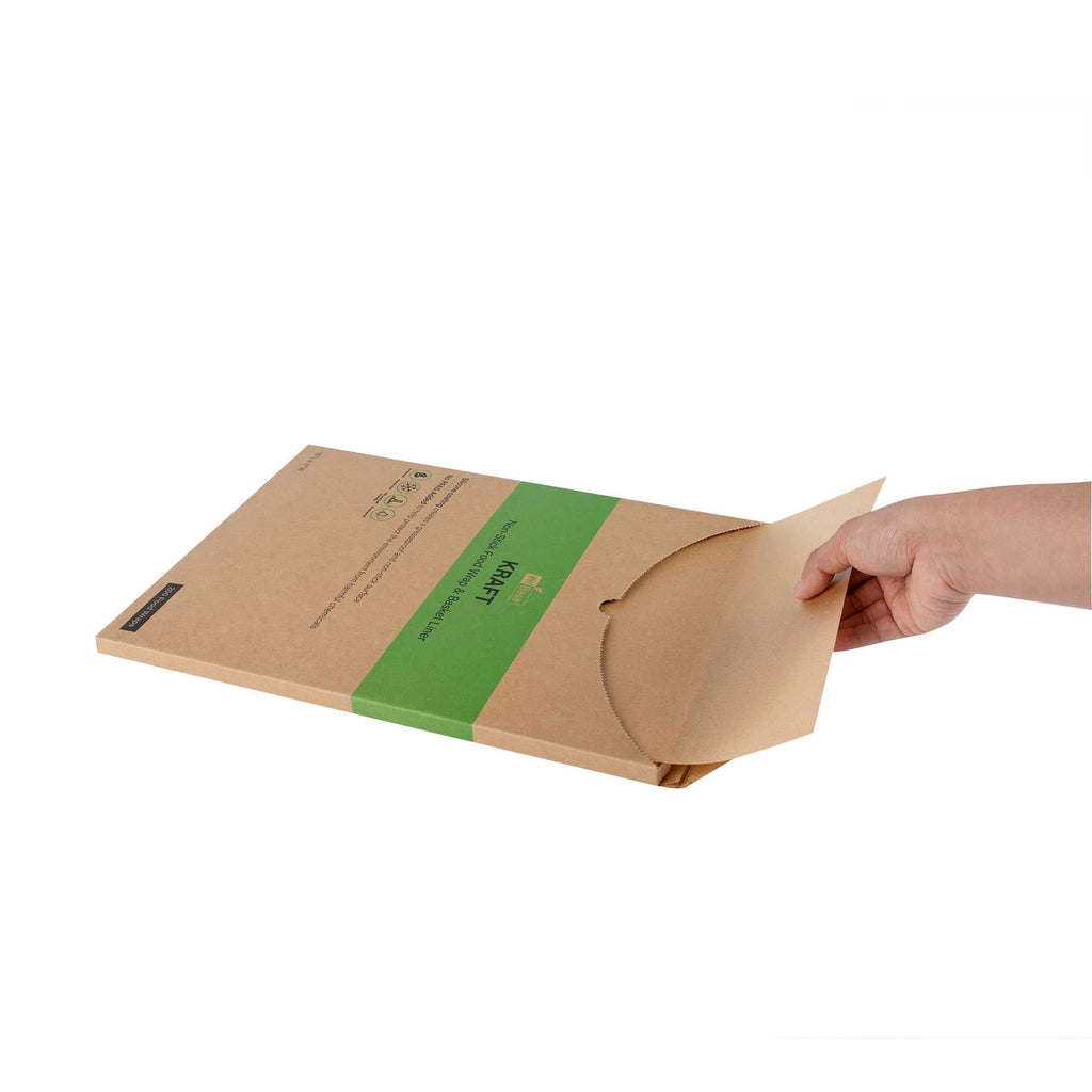 Chef 101 No PFAS Added Kraft Paper Food Wrap and Basket Liner - Greaseproof - 15" x 11" - 200 count box