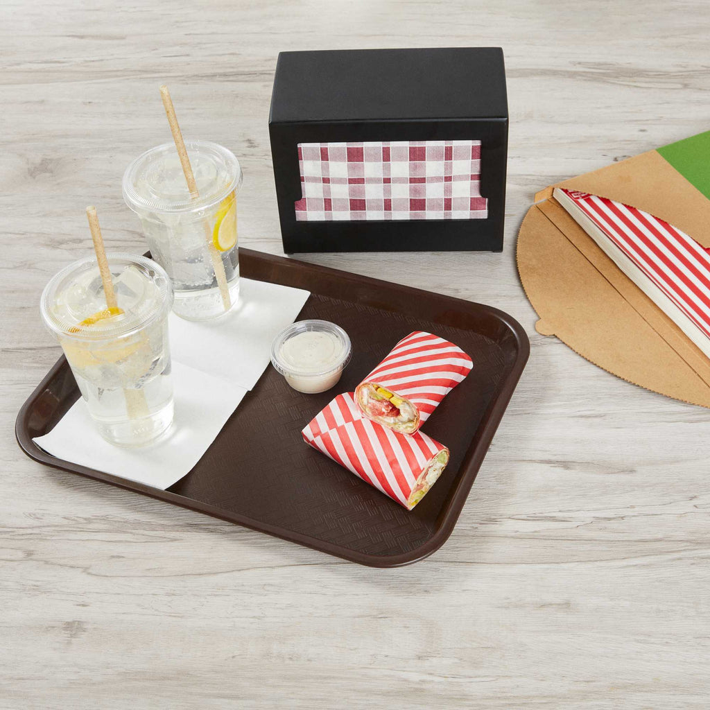Chef 101 No PFAS Added Red and White Stripe Paper Food Wrap and Basket Liner - Greaseproof, Compostable - 15" x 11" - 200 count box
