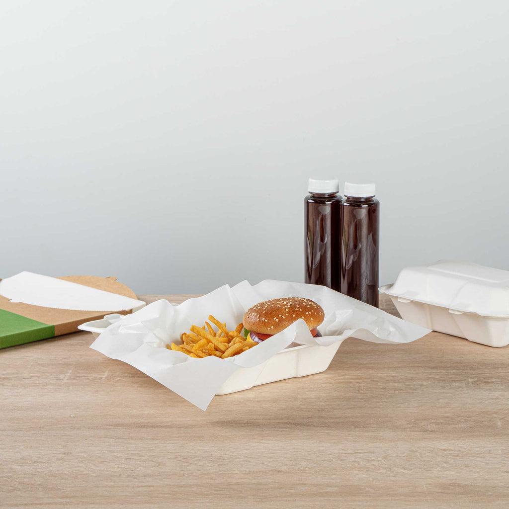 Chef 101 No PFAS Added White Paper Food Wrap and Basket Liner - Greaseproof, Compostable - 15" x 11" - 200 count box